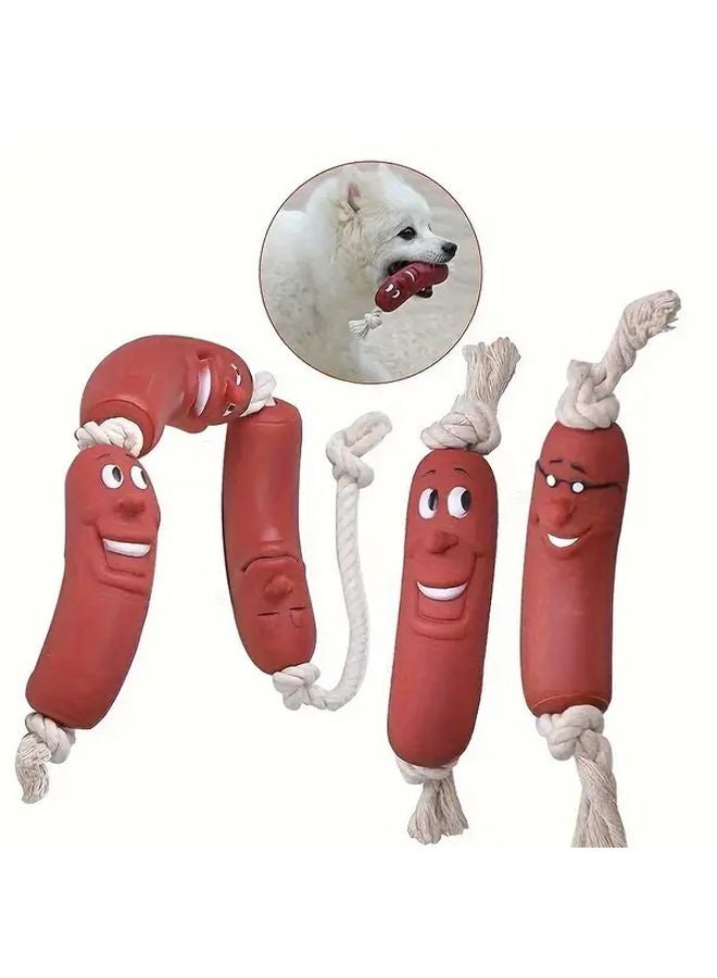 ألوان متنوعة لعبة مضغ تفاعلية للكلاب على شكل سجق سيليكون متين لعبة حيوان أليف للجراء - Image 2